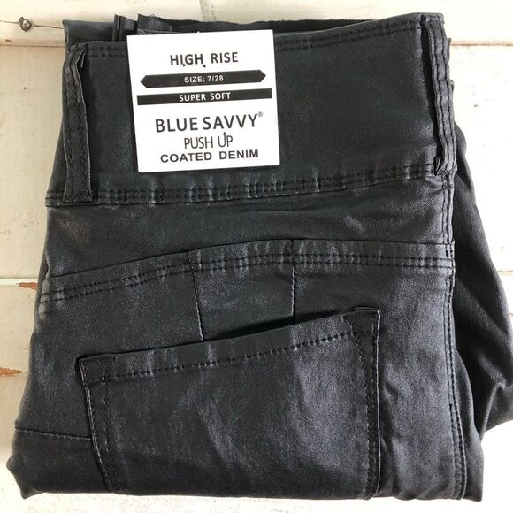 NWT Blue Savy Denim High Rise Push up Coated Denim - Picture 2 of 7